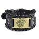 Toten Design Nordic Viking AngiWolf Fenrir Bracelet pour Homme Bracelet en Cuir Large Tissé à la
