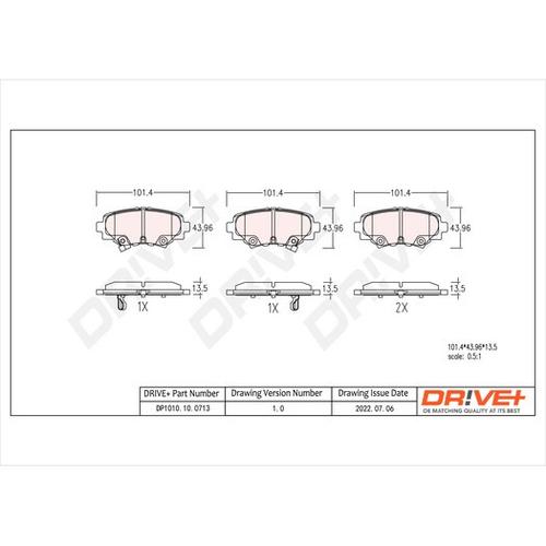 Drive+ Bremsbelagsatz, Scheibenbremse hinten rechts links für MAZDA (CHANGAN) B4Y02648ZB B4Y02648ZA DP1010.10.0713