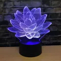 Lampe LED Lotus en acrylique 7 couleurs changeantes USB 3D veilleuse de Table pour chambre à