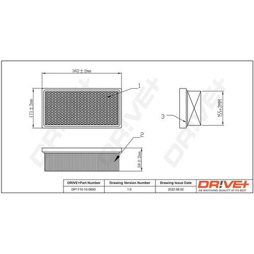 Drive+ Luftfilter für MERCEDES-BENZ SSANGYONG 0030947304 A0030947304 2319008403 DP1110.10.0693