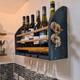 Wall Mounted Wine Bar Rack in blue with antique pine stain finish. Ideal for Wine, Gin, Spirits, Champagne. Choose from 4 to 6 glasses