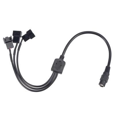 Fan Power Supply Cable DC 5.5mmx2.1mm to 3 Port 3 Pin or 4 Pin Output - Black - 13.8 Inch