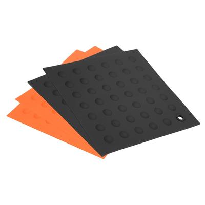 4pcs Silicone Trivets Mat Pad Countertop Pot Holder Pad-Orange/Black - Orange/Black