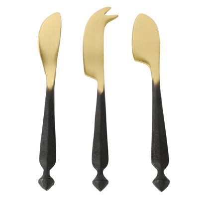 Cravings By Chrissy Teigen 3 Piece Brass Cheese Knife Set in Black - 3 pc