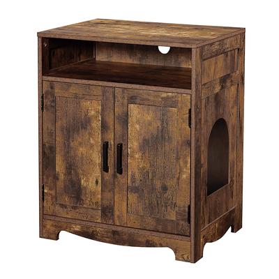 UniPaws Cat Litter Box Furniture in Rustic, 23.5" L X 17" W X 29" H, 41 LBS