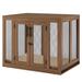 Dog Crate with Tray and Cushion in Walnut, 38.6" L X 28" W X 31" H, Large, Natural Wood