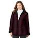 Plus Size Women's Printed Fleece Coat with Sherpa Lining by Catherines in Midnight Berry Tweed Texture (Size 0X)