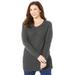 Plus Size Women's Daydream Waffle Knit Pullover by Catherines in Medium Heather Grey (Size 5X)