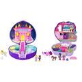 Polly Pocket HFJ64 - Sternenlicht Schloss Schatulle, Zauberschloss-Design & Sammelgeschenk ab 4 Jahren & Pony Springspaß-Schatulle, Reitturnier-Design, kleine Polly Puppe & Freundin, 2 Pferdefiguren