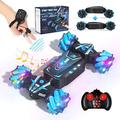 AYIQUTY RC Stunt Car, Remote Control Car with Gesture Control, 2 Sided 360° 2.4Ghz 4WD RC Drift Cars with Lights Spray Music, Birthday Gifts for 6-13 year old Boys Girls (RC STUNT AUTO)