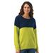 Masseys Faux Mohair Sweater (Size 3X) Lime/Navy, Nylon,Acrylic