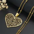 Collier pendentif creux coeur d'amour esthétique pour femme acier inoxydable perle de document en