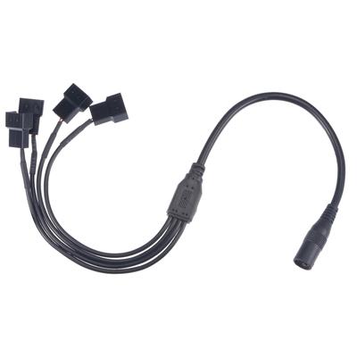 Fan Power Supply Cable DC 5.5mmx2.1mm to 4 Port 3 Pin or 4 Pin Output - Black - 13.8 Inch