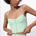 Zara Tops | Green And White Gingham Zara Corset Bustier Top | Color: Blue/White | Size: M