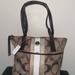 Coach Bags | Gorgeous Never Worn Coach Monogram Tote Bag With White Patent Leather Stripe! | Color: Tan/White | Size: Os