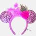 Disney Accessories | Disney Minnie Purple And Black Animal Print, Peacock Fearhers Ear Headband | Color: Pink/Purple | Size: Os