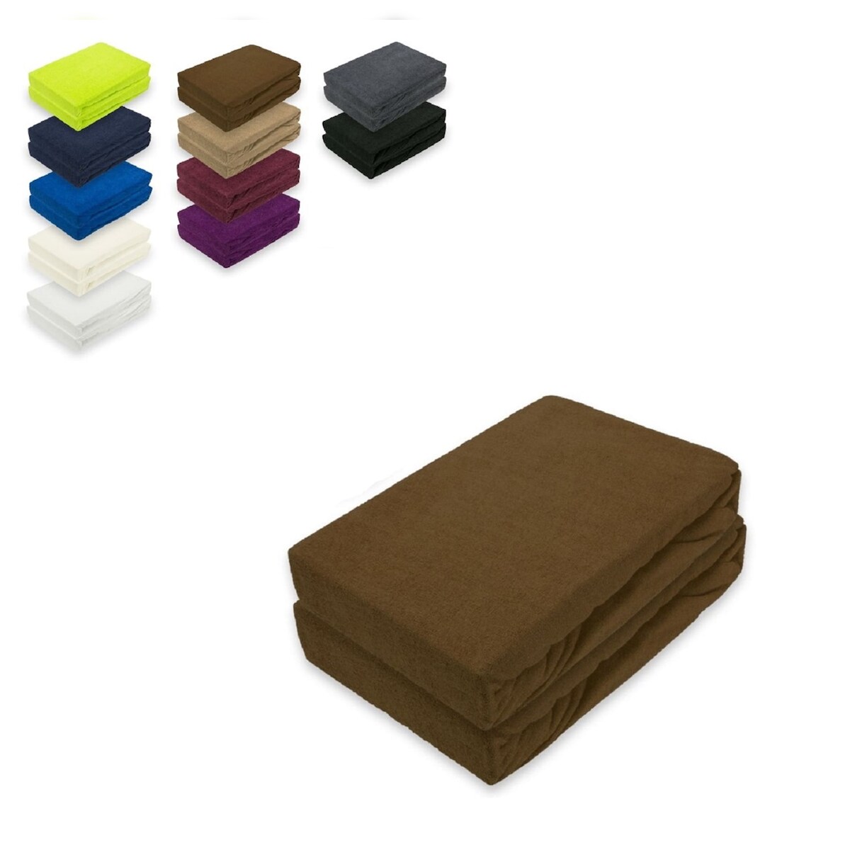 EXKLUSIV HEIMTEXTIL Frottee Spannbettlaken Doppelpack Rundumgummizug 90 - 100 x 200 cm Schokobraun Image