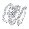 JewelryPalace Princess Cut 1.5ct Cubic Zirconia Engagement Rings for Women, 925 Sterling Silver 14K Gold Promise Ring for her, Infinitiy Twist Simulated Diamond Anniversary Wedding Band Bridal Sets 9