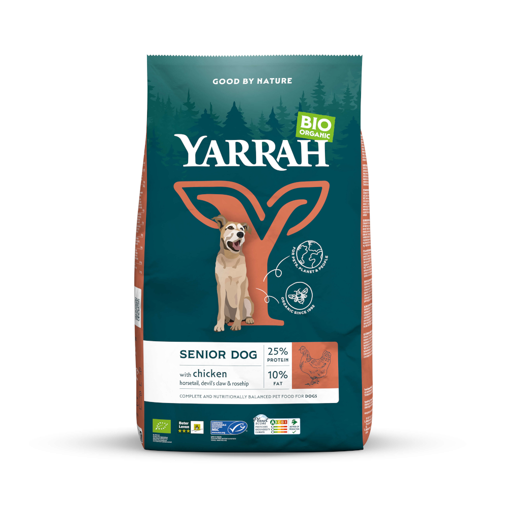 2kg Yarrah Bio Senior mit Bio Huhn Hundefutter trocken