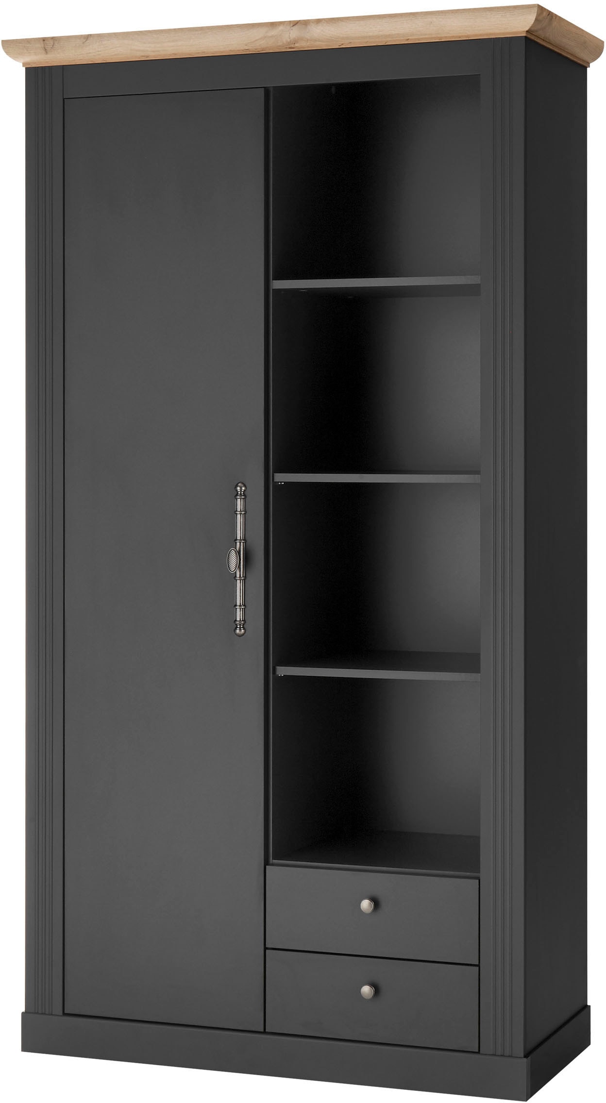 Garderobenschrank HOME AFFAIRE "WESTMINSTER TOPSELLER", grau (dunkelgrau, wotan eiche), B:108cm H:203cm T:46cm, Schränke, Garderobenschrank, im romantischen Landhausstil