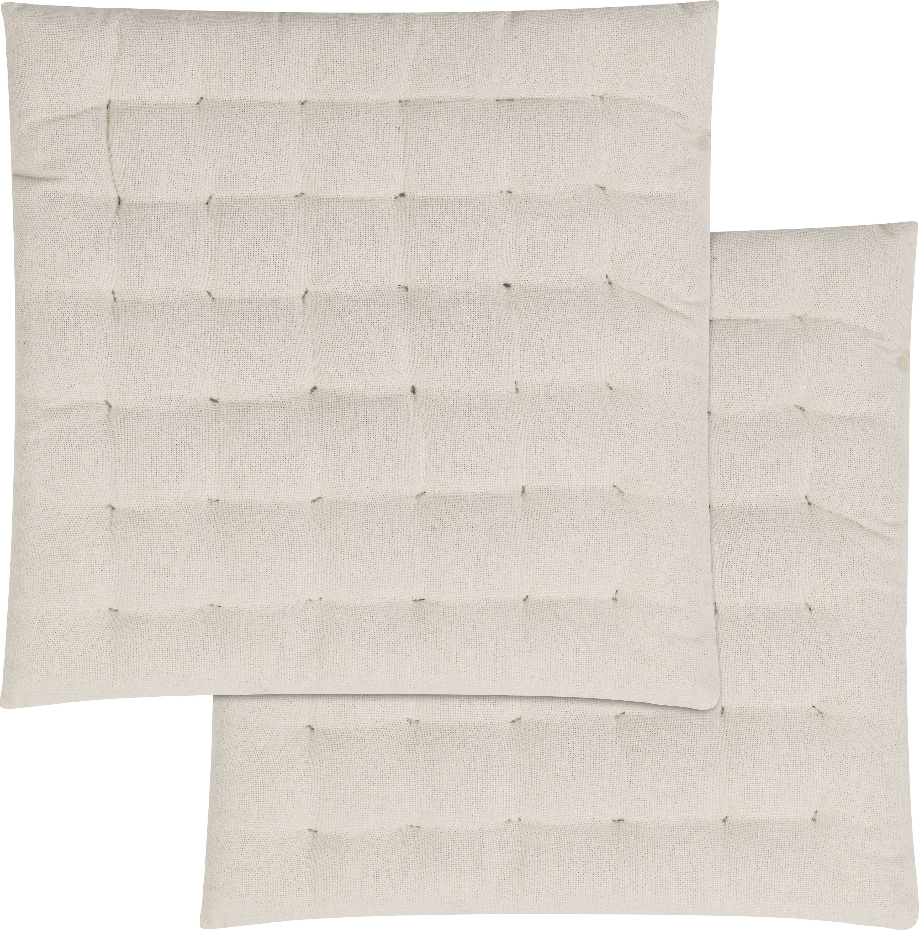 Stuhlkissen MAGMA HEIMTEX "Freya", beige (elfenbein, unifarben), B:40cm H:4cm L:40cm, Baumwolle, Dekokissen_Sitzkissen_Kissenhüllen, Stuhlkissen, mit toller Steppung