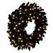 Primrue Flocked Fir Pre-Lit Dura-Lit 30" Lighted PVC Wreath Traditional Faux in Black/White | 30 H x 30 W x 5 D in | Wayfair