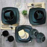 Gibson Millwood Pines Soho Lounge 16 Piece Plates, Bowls, & Mugs Dinnerware Set, Teal Ceramic/Earthenware/Stoneware in Blue/Green | Wayfair