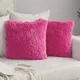 Housse de coussin moelleuse et douce taie d'oreiller décorative pour canapé maison blanc rose