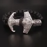 Bracelet Marteau de Thor Mjolnir pour Homme Bijoux Viking avec Perles Valknut Vegvisir Rune