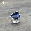 Anslow-Bague de fiançailles en cristal avec grand cœur pour couple bijoux fantaisie design