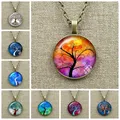 Cabochon en verre arbre de vie pour femme collier et pendentif breloque vintage tour de cou