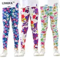 LJMOFA Leggings d'été pour filles pantalons crayon à fleurs mignons et moulants pour enfants et