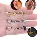 Boucle d'oreille en Zircon couleur or Rose clou de Cartilage Helix Rook vis à l'arrière en