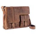 Messenger Bag GREENLAND NATURE "Montenegro" Gr. B/H/T: 40 cm x 30 cm x 10 cm, braun (dunkelbraun) Damen Taschen Businesstaschen