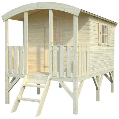 Spielhaus PALMAKO "Huck 3,3 m²", beige (natur), Spielhäuser, KinderB:198cm H:225cm T:331cm, Holzwerkstoff, mit Terrasse, B:198cm H:225cm T:331cm
