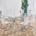 Set of 4 Modern Dining Chairs, PU Faux Leather High Back Upholstered Side Chair with C-shaped Tube Chrome Metal Legs
