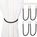 Black Rope Curtain Tiebacks with Hooks, Holdbacks for Drapes (26 in, 2 Pairs)