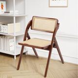 Fully Assembled Cane Folding Dining Chair, Wood Stackable Side Chair - 32.68" H x 20.5" W x 20.08"D