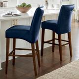 Remi Bar & Counter Stool - Bar Height (30"H Seat), Light Chestnut, Light Chestnut/Marbled Sky Blue/Bar Height - Grandin Road