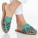 Anthropologie Shoes | Anthropologie Latigo Hibiscus Leather Mules Sz 7 Never Worn | Color: Blue/Green | Size: 7