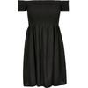 Shirtkleid URBAN CLASSICS "Urban Classics Damen Ladies Smoked Off Shoulder Dress", Damen, Gr. M, US-Größen, schwarz, 100% Viskose, unifarben, klassisch, normal, Carmenausschnitt, Kurzarm, Kleider