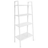 Ebern Designs Bookshelf Ladder Bookcase Plant Display Shelving Unit 4 Tiers Metal in White | 58.3 H x 24.4 W x 116 D in | Wayfair