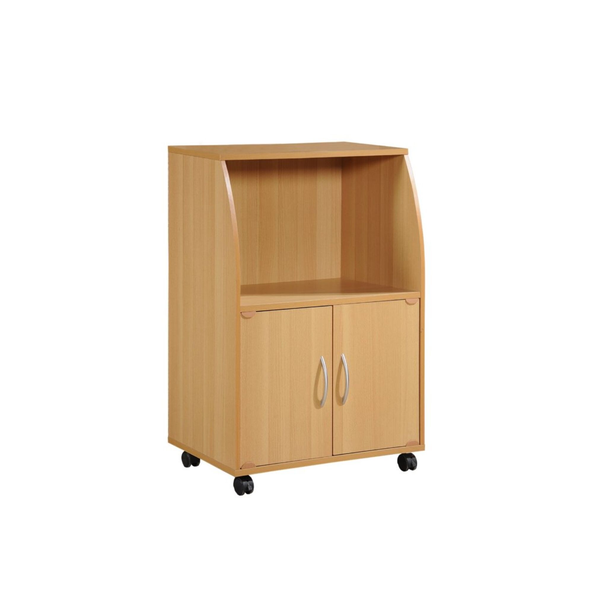 33" Beige Solid Microwave Kitchen Cart