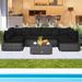 Costway 7PCS Patio Rattan Furniture Set Sectional Sofa Cushioned - 28.5" x 28.5" x 12.5"