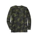 Men's Big & Tall Waffle-knit thermal crewneck tee by KingSize in Olive Camo (Size 3XL) Long Underwear Top