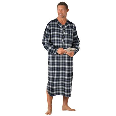 Men's Big & Tall Plaid Flannel Nightshirt by KingSize in Hunter Blue Plaid (Size XL/2XL) Pajamas