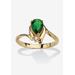 Women's Yellow Gold Plated Simulated Birthstone And Round Crystal Ring Jewelry by PalmBeach Jewelry in Emerald (Size 6)