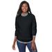 Plus Size Women's Cable Crewneck Sweater by Jessica London in Black (Size 2X)