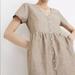 Madewell Dresses | - Madewell Linen Button Front Baby Doll Dress Al713 | Color: Tan | Size: Xxs