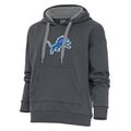 Women's Antigua Charcoal Detroit Lions Victory Chenille Pullover Hoodie